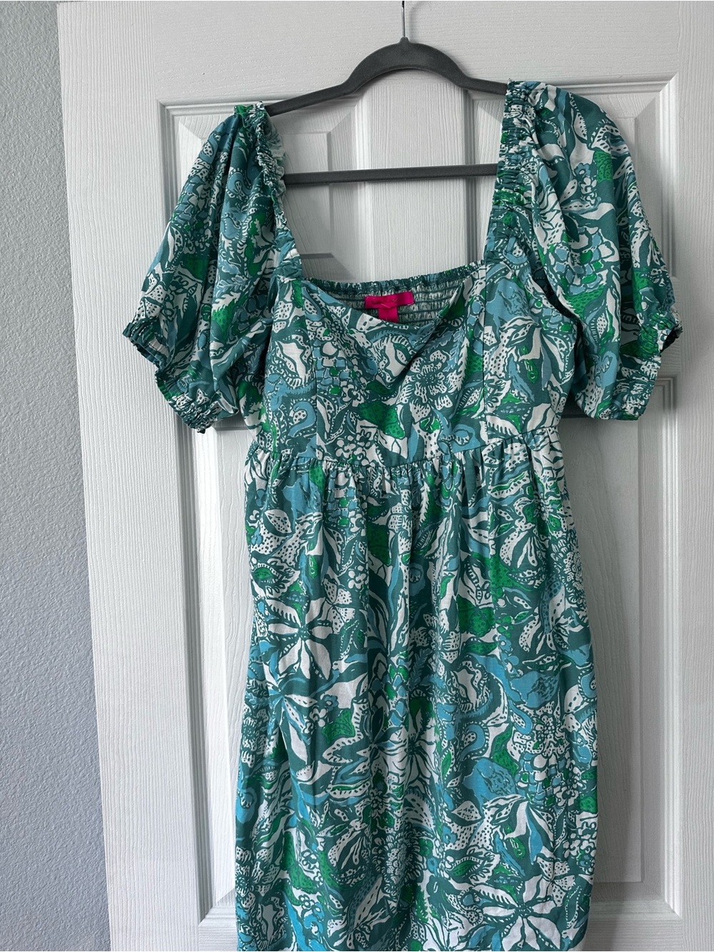 Lilly Pulitzer Botanical Green & Teal Floral Short Sleeve Dress